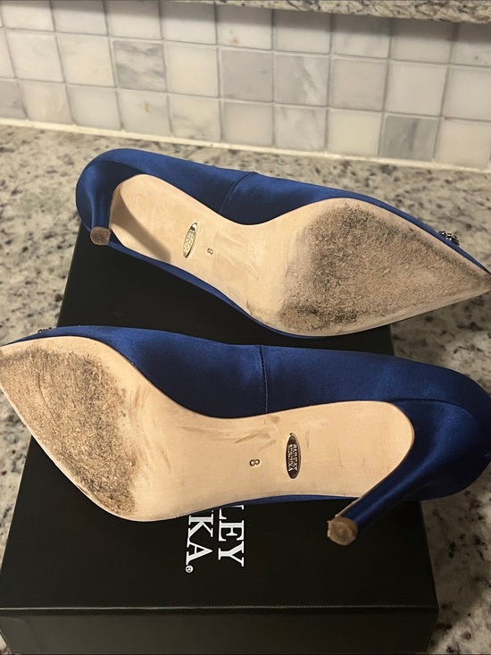Badgley Mischka Cher Royal Blue Satin Pump Carrie Bradshaw Inspired 8